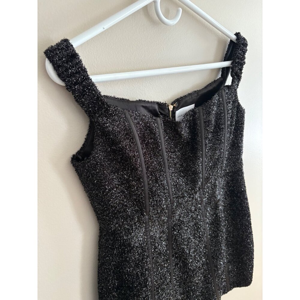 Alice McCall She's Electric Black Metallic Off Shoulder Mini Dress Size 8 - Picture 4 of 14